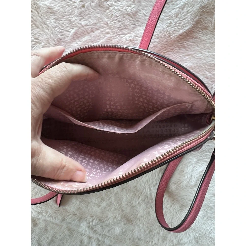 Kate Spade Pink Leather Crossbody Bag Minimalist Small Purse Dome Adj Strap